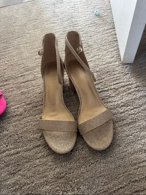 Dream Pairs Glitter Ankle-Strap Heels in Gold